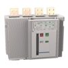Large high-voltage circuit breaker with four fuse blocks on top and a front control panel with red and green push buttons.