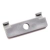 Gray plastic mounting bracket with a central circular hole and two end clips, likely a wall or furniture mount piece.
