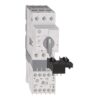 Industrial electrical contactor module with a manual switch and terminal blocks (ABB).