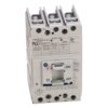 Miniature circuit breaker with a white body and a toggle switch in the ON position