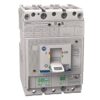 Three-pole industrial circuit breaker with a large toggle lever in the OFF position and ABB branding, on a white panel design.