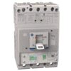 Molded‑case circuit breaker with a large ON/OFF lever on a control panel, ABB branding visible on the faceplate.