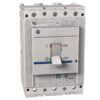 Industrial circuit breaker with a large toggle switch labeled ON/OFF and colored indicators, mounted for panel wiring
