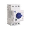 ABB motor circuit breaker with blue rotary handle and terminal blocks labeled L1–L3 and T1–T3
