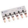 Six-position terminal block with copper blade contacts labeled L1/L2 and 'Made in Germany' mark on a white module used for electrical connections.