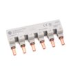 Six-position electrical terminal block with copper blade terminals labeled L1–L3 (two rows of three), for AC/DC connections.