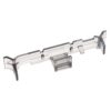 Clear plastic mounting rail/bracket component with snap tabs, likely a furniture or appliance hardware part.