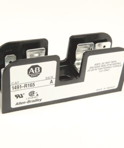 Allen-Bradley electrical component with model 1491-R165 label and two metal clamps (black plastic casing)