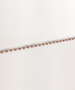 Long aluminum mounting rail with evenly spaced orange clamps along its length.