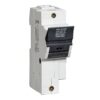 Single-pole white circuit breaker with a black toggle switch and Allen-Bradley label showing 30A 600V and 'FUSES ONLY'.