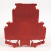 Red plastic modular electrical component housing with bottom mounting tabs, front label shows A-B logo and model text (1492-HM2).