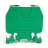 Green ABB 1492-HM3 terminal block module, front view with two top connection holes