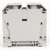 Rear view of a gray two-pole relay/base module with mounting slots and terminal openings