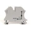 Gray industrial electrical module with screw-terminal ends and wiring diagram printed on the side (model 1492-J3DF)