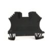 Back view of a black plastic terminal block module with two mounting clips, used in industrial control systems