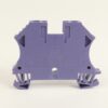 Back view of a purple modular electrical terminal block used for wiring connections. The plastic body has two slots for connections and molded grips on the sides.