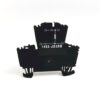 Black plastic electronic component with a white circuit diagram and part number 1492-JD3RB printed on it