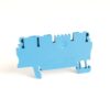 Blue plastic terminal block connector with multiple wire slots for electrical connections (informative)