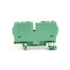 Green modular terminal block with screw terminals and embossed model markings (e.g., 1492-L4) used for electrical wiring connections.