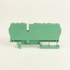 Green ABB DIN-rail terminal block, two-position, with bottom mounting feet