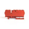 Orange modular electrical terminal block connector on a white background.