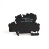 Black plastic electrical terminal/relay component with white schematic diagram and code 1492-LD4RB visible