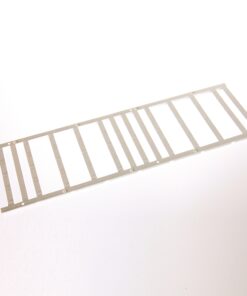 Metal slotted rack frame with evenly spaced vertical bars, likely an appliance rack component.