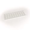 White plastic slotted strip with multiple evenly spaced rectangular slots on a light background.