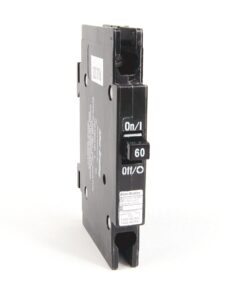 Single-pole circuit breaker with On/Off switch labeled 60, viewed from the side