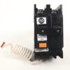Black AB-brand two-pole circuit breaker with orange TEST button and a coiled white cord.