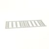White plastic slotted rack with evenly spaced vertical slots lying flat
