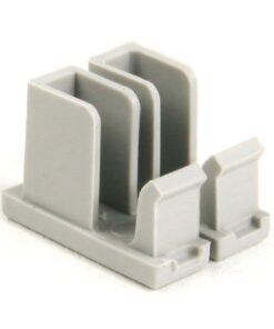 Light gray LEGO-style plastic part with three vertical panels forming slots on a rectangular base.