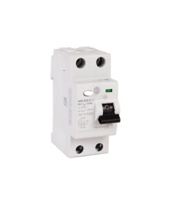 White single-pole miniature circuit breaker with black toggle and top/bottom terminal screws, used for overcurrent protection.