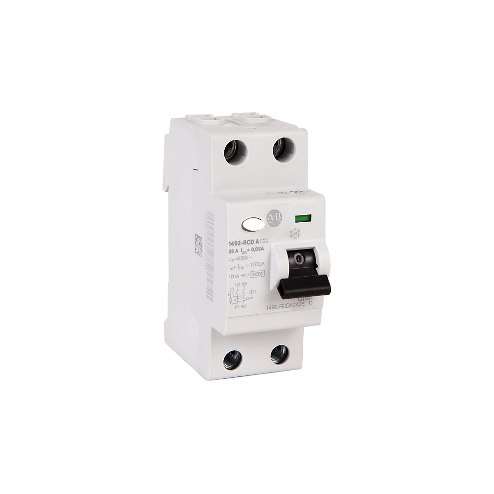 White single-pole miniature circuit breaker with black toggle and top/bottom terminal screws, used for overcurrent protection.