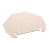 Beige, irregular polygon-shaped plastic plate with two rounded hook-like notches along the bottom edge.