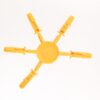 Six-armed yellow plastic star tool with clamp ends around a central circular hub.