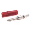 Metal screwdriver bit with a red protective cap, part of an interchangeable bit set