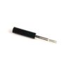 Small handheld tool with a black plastic handle and two thin metal prongs at the tip.