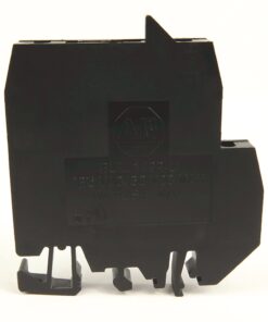 Black ABB fuse holder block with multiple metal terminals at the bottom, a compact electrical accessory for mounting and wiring a fuse service.