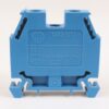 Blue plastic electrical terminal block, model 1492-W10, with mounting feet (A-B logo)