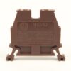 Brown plastic electrical terminal/module with A-B, 1492-W3, and 600V markings visible on the face.