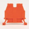 Orange plastic electrical terminal block/module with side mounting hooks; embossed markings include an 'AB' logo and '1492-W3' on the front.