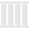 White decorative fence panel border with evenly spaced vertical slats.