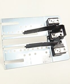 Dual hard drive sled with two black latch levers on a metal tray for server use.