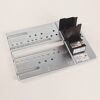 Metal server hardware: a perforated metal mounting bracket with two black heat sinks attached to a small PCB-center piece.