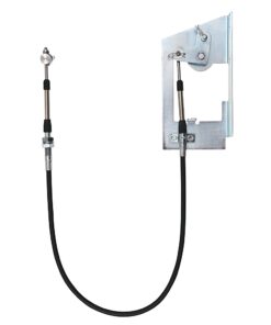 Two-part RF antenna assembly: a vertical rod on the left and a wall-mount bracket with coax on the right connected by a cable.