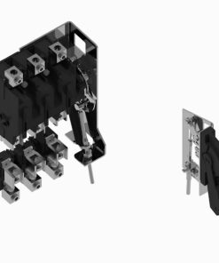 Isometric view of a multi-terminal electrical relay block with a lever actuator and screw terminals.