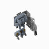 Isometric CAD rendering of a modular robotic gripper with three finger modules and a mounting bracket.