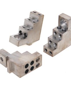 Three silver metal electrical terminal blocks with multiple screw terminals and wiring holes.