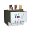 Industrial electrical contactor with three large copper terminals on top and a blue 'R' selector, used to switch mains circuits.